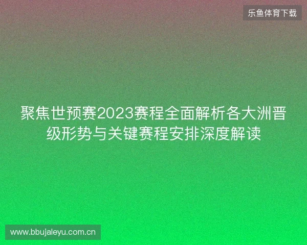 聚焦世预赛2023赛程全面解析各大洲晋级形势与关键赛程安排深度解读