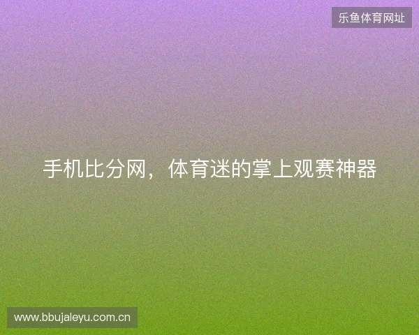 手机比分网，体育迷的掌上观赛神器